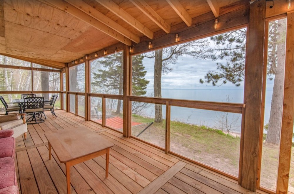 Screened porch facing the lake