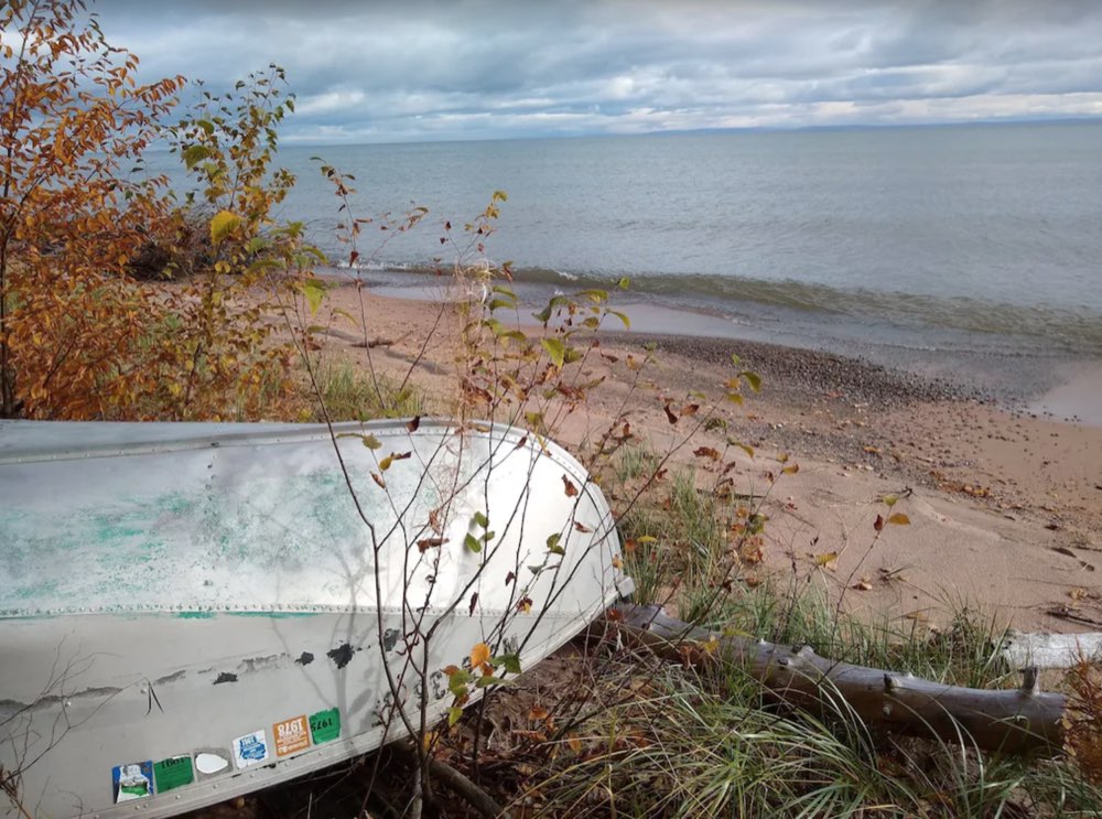 The sandy beach and Lake Superior