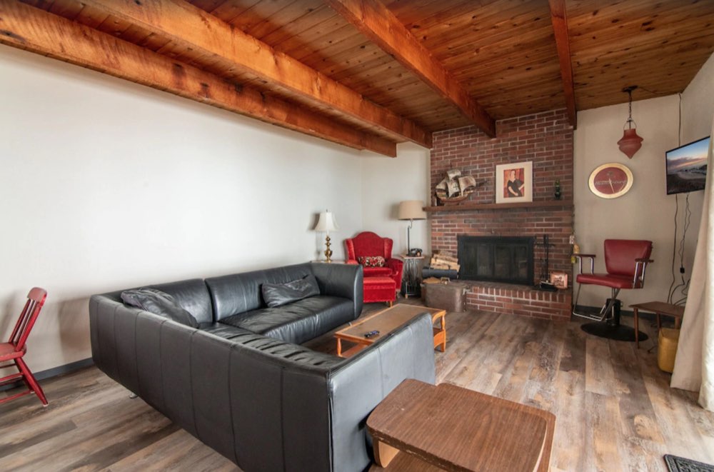 Living room with leather couches