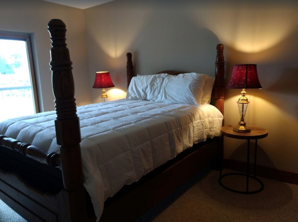 Bedroom with lamps on both sides of the bed
