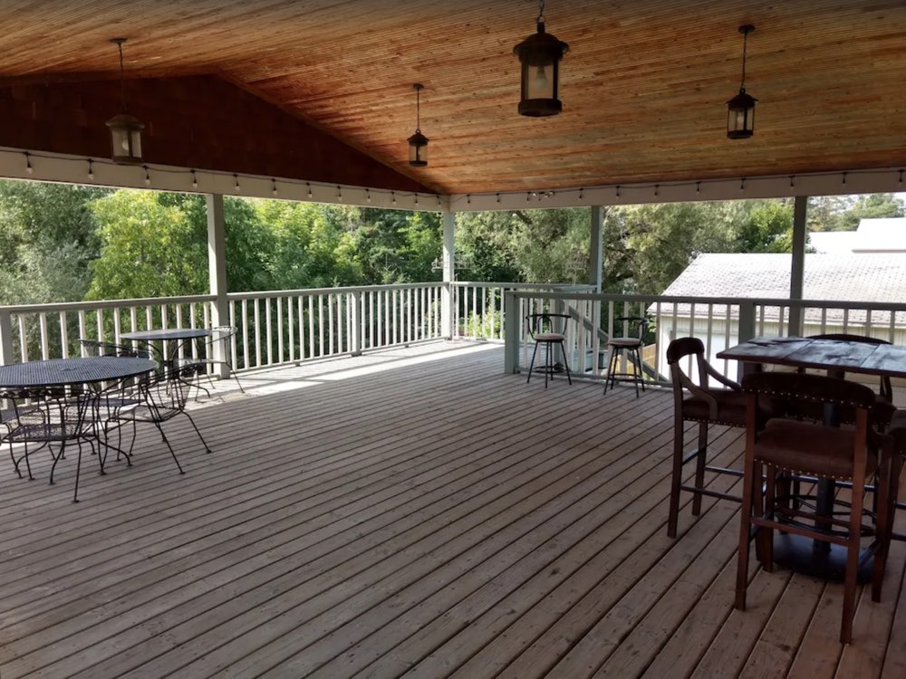 The covered deck on a summer day