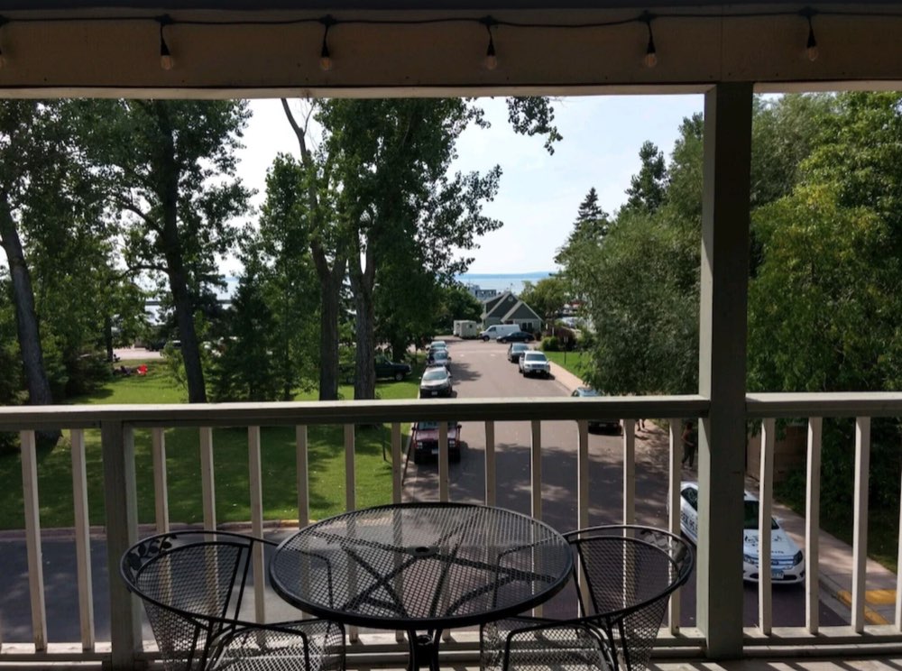 View of downtown La Pointe from the deck