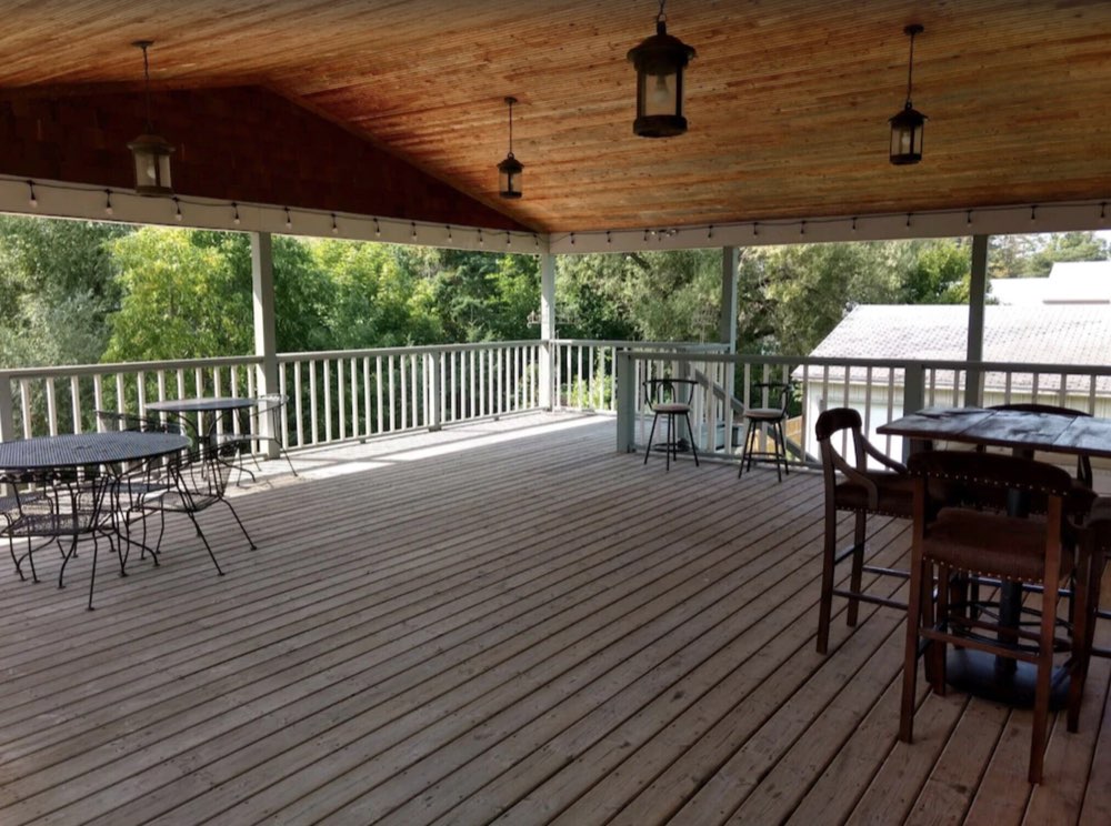 Tables on the covered deck