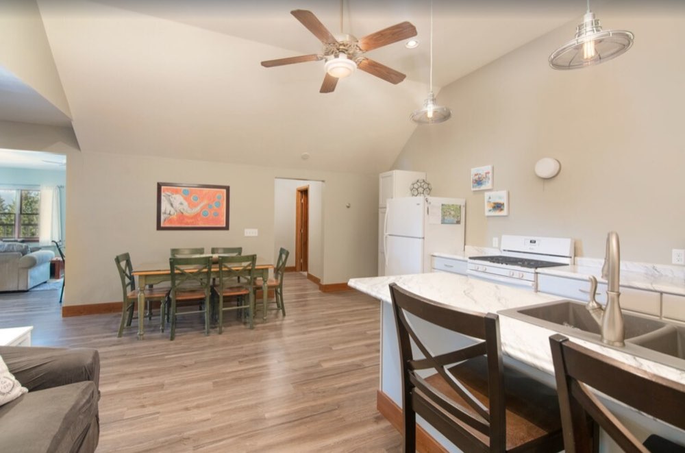 Kitchen and dining table in T West